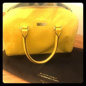 Yellow Kate Spade faux ostrich purse